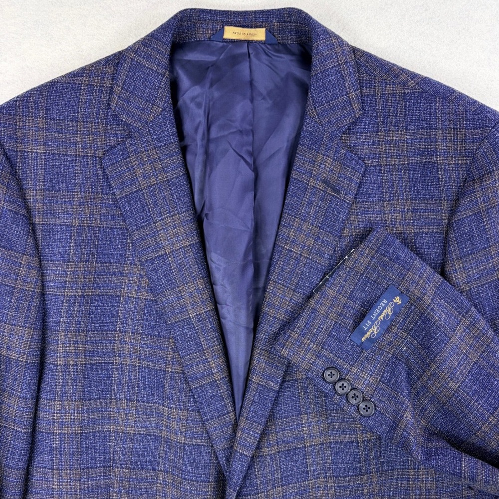 NWT! Brooks Brothers Regent Fit Wool Windowpane Plaid Sport Coat Blue Brown 44R